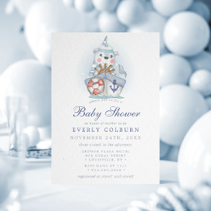 Convites Chá de Bebê de Barco à Vela Urso Náutico