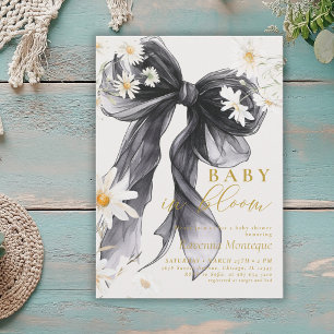 Convites Chá de Bebê de Bebê Preppy em Flor Daisy Laço Pret