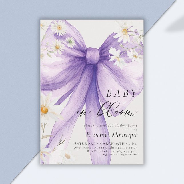 Convites Chá de Bebê de Bebê Préppy em Flor Murcha Laço Rox (Criador carregado)