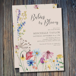 Convites Chá de Bebê de Bebês em Flor País Flor Silvestre