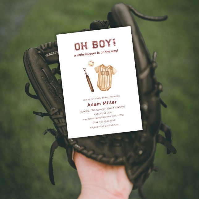 Convites Chá de Bebê de Beisebol Neutro Little Slugger (Neutral Little Slugger Baseball Baby Shower Invitation)