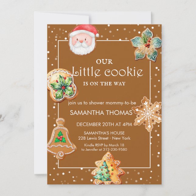 Convites Chá de Bebê de Biscoito de Natal (Frente)