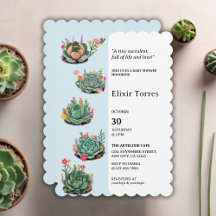 Chá de Bebê de Cactus Suculento Moderno