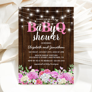 Convites Chá de Bebê de Casal BBQ Menina BaByQ Churrasco