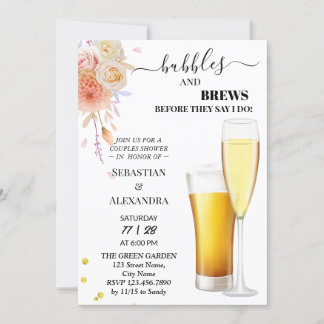 Convites Chá de Bebê de Casal Greenery Bolhas e Cervejas