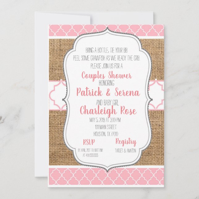 Convites Chá de Bebê de Casal Lagostim (Frente)