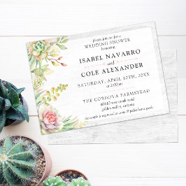 Convites Chá de Bebê de Casal Suculentas Aquarela Rústica