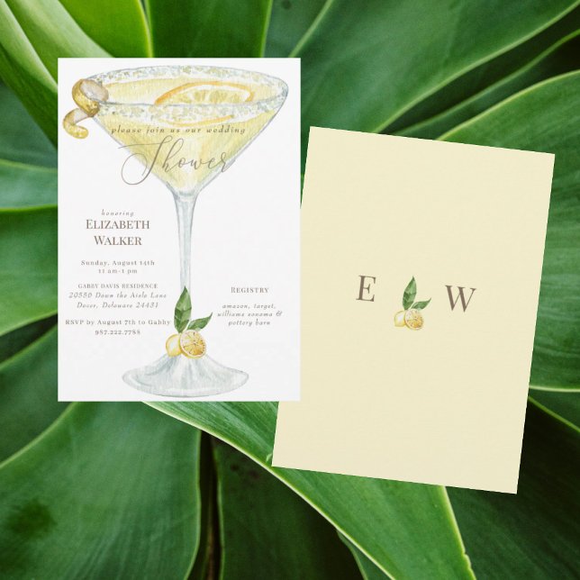 Convites Chá de Bebê de Casamento Elegante de Limoncello (Criador carregado)