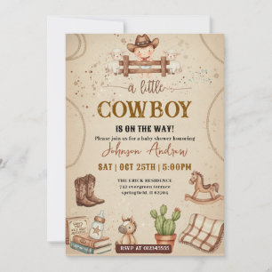 Convites Chá de Bebê de Cowboy Western Pessoal