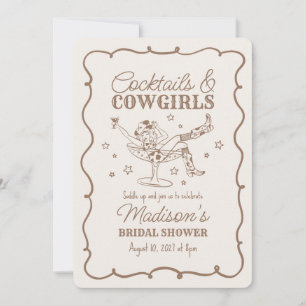 Convites Chá de Bebê de Cowgirl e Coquetel Bege Nashville