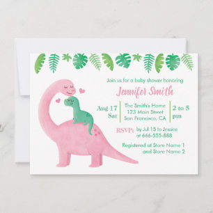Convites Chá de Bebê de Dinossauro Fofo para Mamãe e Bebê
