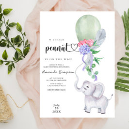 Convites Chá de Bebê de Elefante em Aquarela e Balão