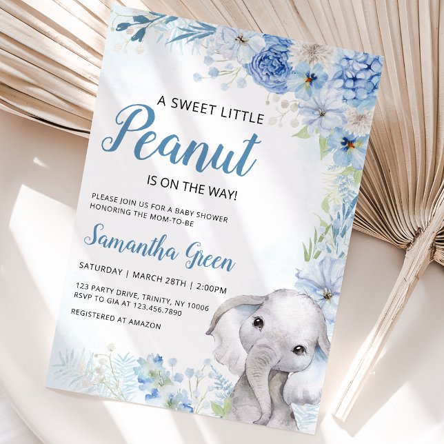 Convites Chá de Bebê de Elefante Menino (Criador carregado)