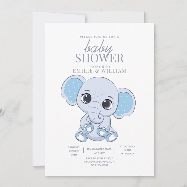 Convites Chá de Bebê de Elefante Simples Chá de Bebê Modern (Frente)