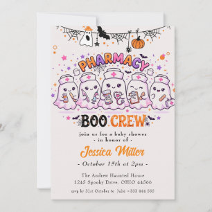 Convites Chá de Bebê de Farmácia Boo Crew Fantasma Fofo de