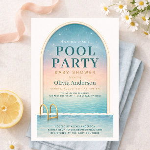 Convites Chá de Bebê de Festa de Piscina de Verão