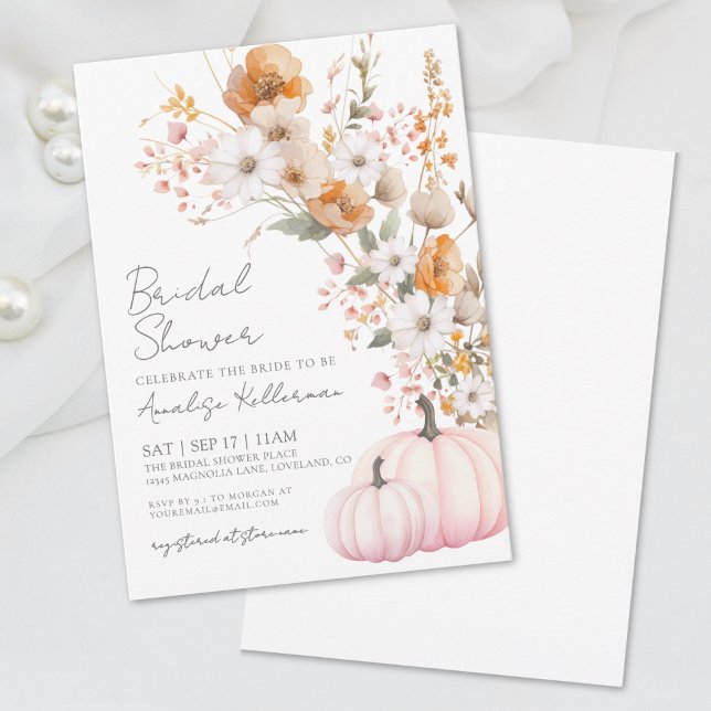 Convites Chá de Bebê de Flor de Abóbora Wildflower (Wildflower Pumpkin Floral Bridal Shower Invitation)