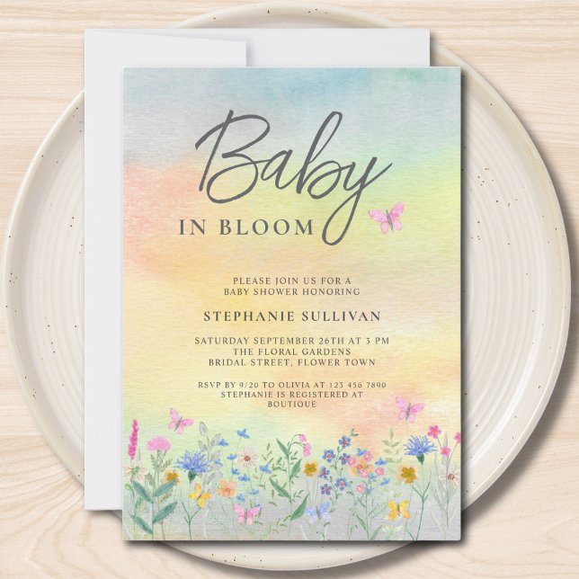 Convites Chá de Bebê de Flor Silvestre Baby in Bloom (Criador carregado)
