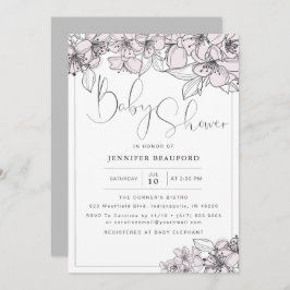 Convites Chá De Bebê De Flores Florais Desenhadas À Mão