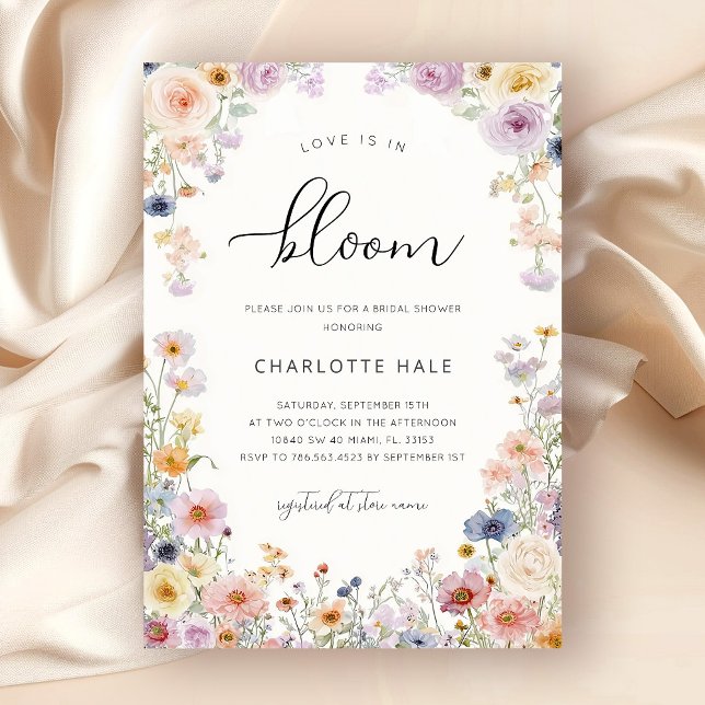 Convites Chá de Bebê de Flores Silvestres em Aquarela (Criador carregado)