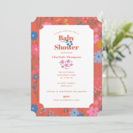Convites Chá de Bebê de Flores Vermelhas Boho Modernas