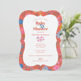 Convites Chá de Bebê de Flores Vermelhas Boho Modernas
