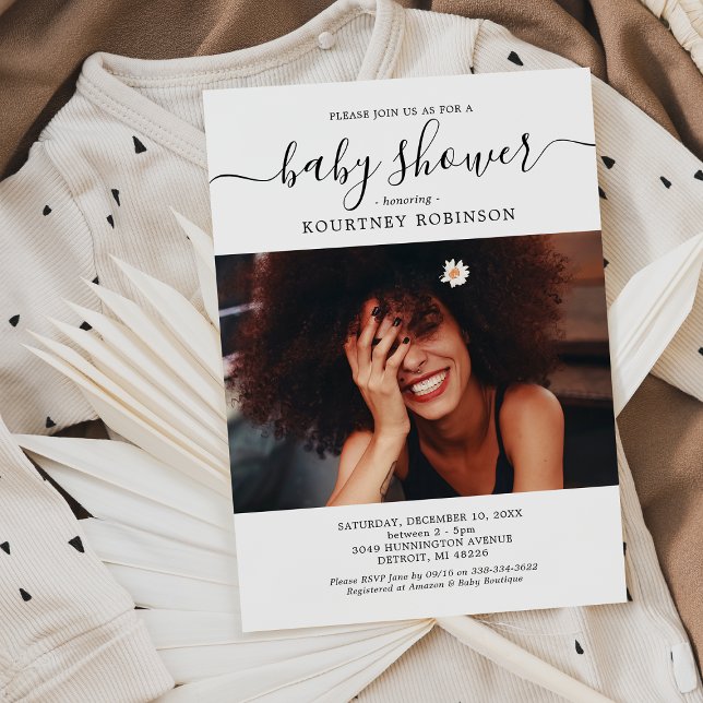 Convites Chá de Bebê de Foto Moderna (Criador carregado)