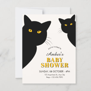 Convites Chá de bebê de gato preto