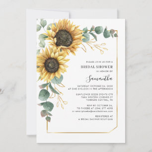 Convites Chá de Bebê de Girassóis em Aquarela Elegante
