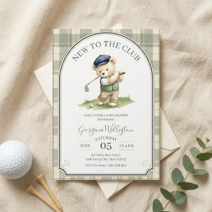 Convites Chá de Bebê de Golfe, Novo no Urso de Pelúcia do C