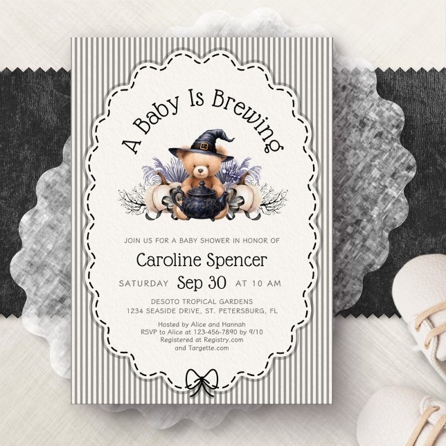 Convites Chá de Bebê de Halloween Baby Brewing (Criador carregado)