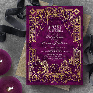 Convites Chá de Bebê de Halloween com Cartas de Tarot