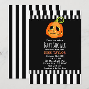Convites Chá de Bebê de Halloween da Abóbora Caprichosa