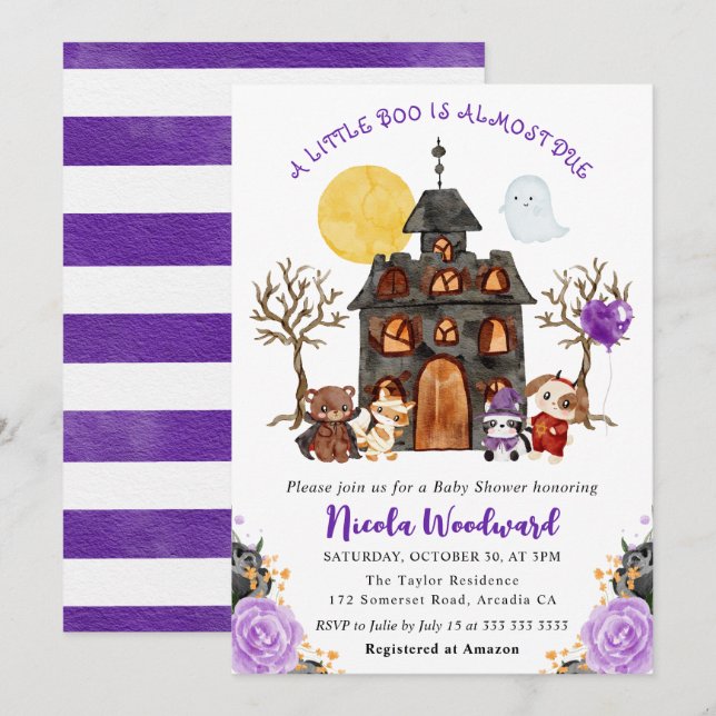 Convites Chá de Bebê de Halloween de Truque ou Tratamento c (Frente/Verso)