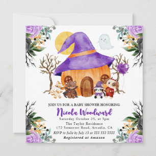 Convites Chá de Bebê de Halloween de Truque ou Tratamento c