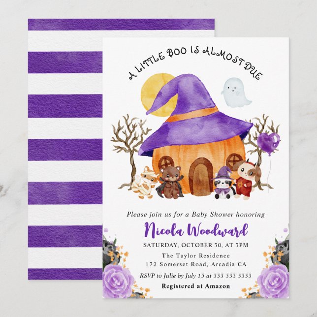 Convites Chá de Bebê de Halloween de Truque ou Travessura e (Frente/Verso)