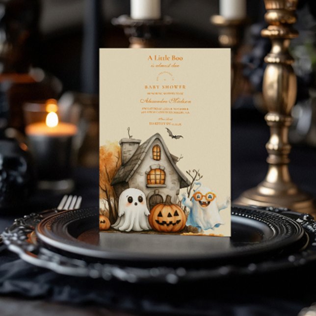 Convites Chá de Bebê de Halloween Fantasma Neutro (Criador carregado)