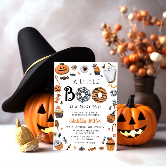 Convites Chá de Bebê de Halloween Little Boo (Criador carregado)