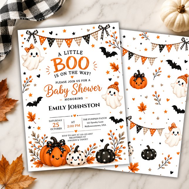 Convites Chá de Bebê de Halloween Little Boo Neutro (Criador carregado)