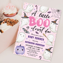 Chá de Bebê de Halloween Menina Rosa Pequeno Boo F