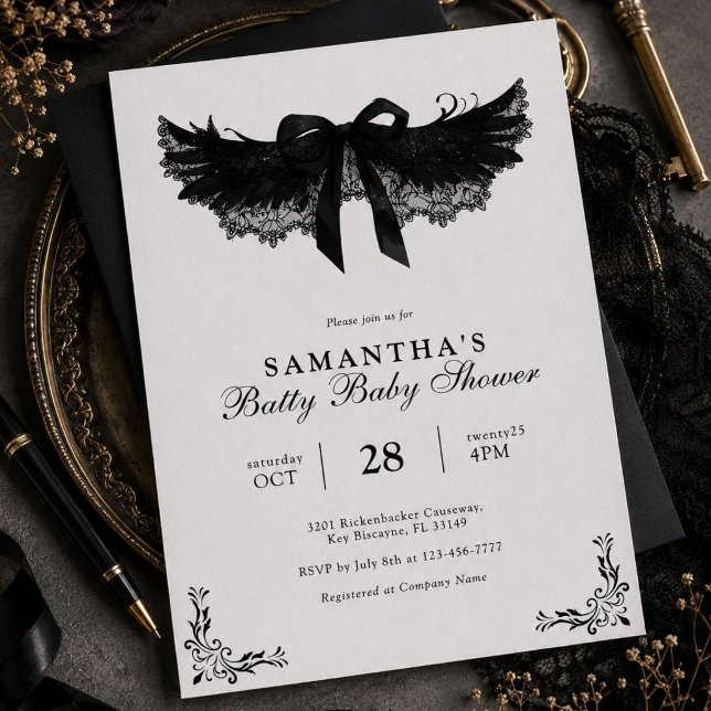 Convites Chá de Bebê de Halloween Preto e Branco (Criador carregado)