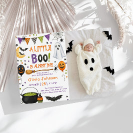 Convites Chá de Bebê de Halloween Watercolor Um Pequeno Boo