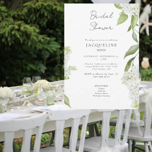 Convites Chá de Bebê de Hydrangea Branca Elegante
