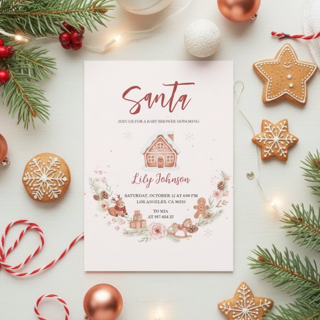 Convites Chá de Bebê de Inverno de Pão de Mel (christmas baby invite)
