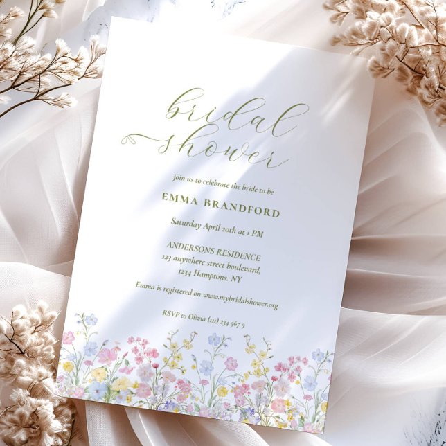 Convites Chá de Bebê de Jardim Boho de Flores Silvestres  (Criador carregado)