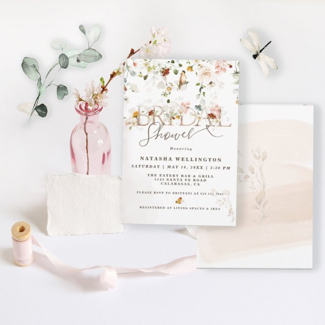 Convites Chá de Bebê de Jardim de Flores Silvestres Elegant (Criador carregado)