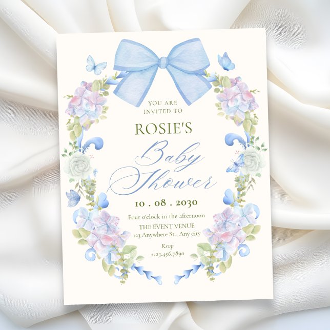 Convites Chá de bebê de laço floral pastel (Criador carregado)