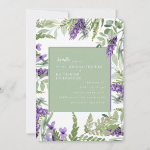 Convites Chá de Bebê de Lavanda e Sage Elegante Arredondado