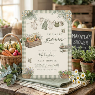 Convites Chá de Bebê de Legumes de Jardim Cultivados Localm