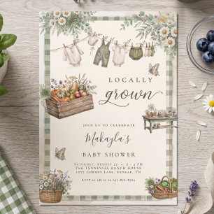 Convites Chá de Bebê de Legumes de Jardim Cultivados Localm
